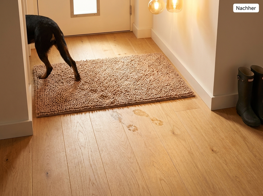 Mit Tapsira:  Hund rein, Pfoten sauber, Boden makellos. Erledigt.